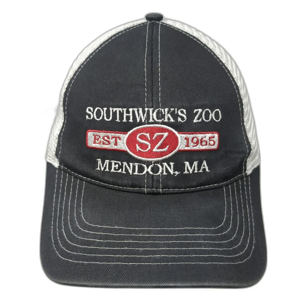 J Hats Trucker Hat Black White One Size Southwicks Zoo Mendon MA Snapback Hat
